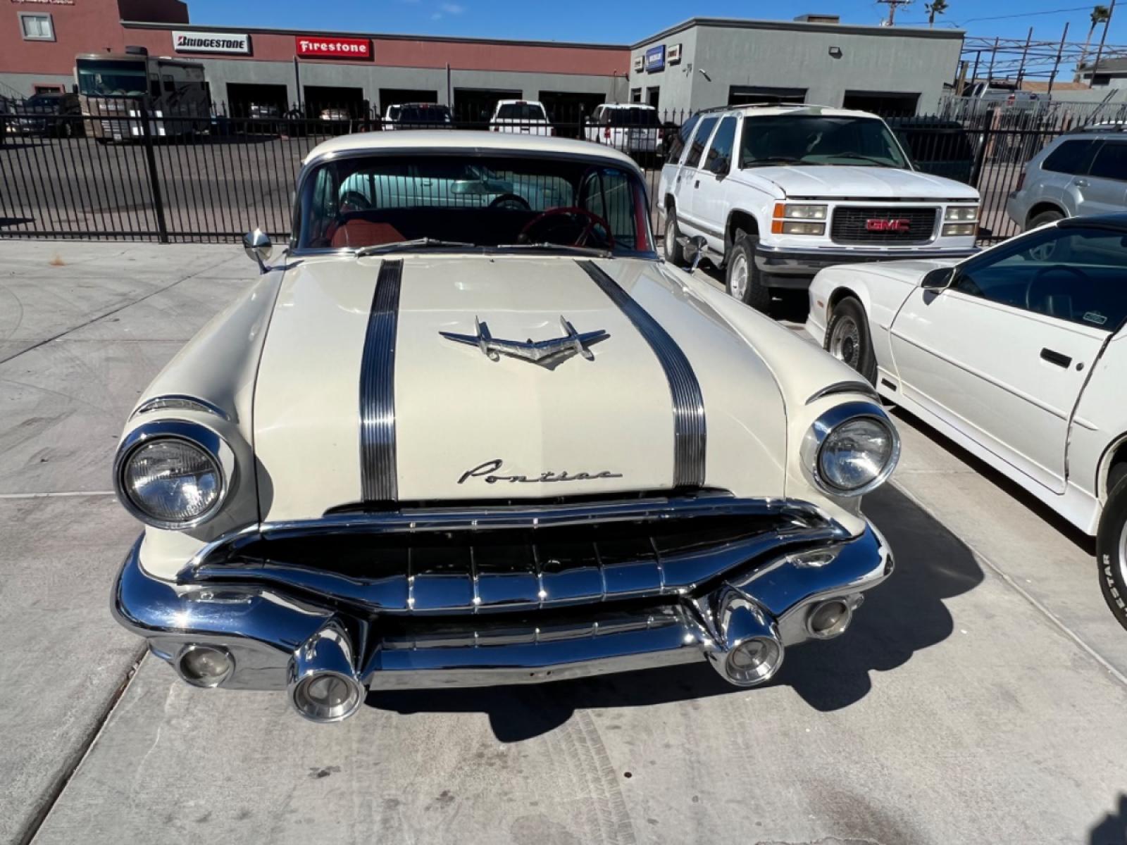 1956 Red pontiac Star chief , located at 2190 Hwy 95, Bullhead City, AZ, 86442, (928) 704-0060, 0.000000, 0.000000 - 1956 Pontiac Starchief Original 52,539 Original Miles. Original Interior. Stored over 30+ years in air conditioned storage . We are adding vintage air conditioning. This car is very rare with the original paint and original interior. Actual miles of 52,539. 326 cubic in V8. - Photo #1