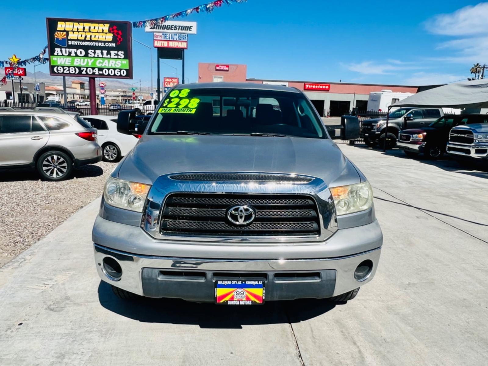 2008 Silver Toyota Tundra Base Double Cab 5.7L Long Bed 2WD (5TFSV54178X) with an 5.7L V8 DOHC 32V engine, 6-Speed Automatic transmission, located at 2190 Hwy 95, Bullhead City, AZ, 86442, (928) 704-0060, 0.000000, 0.000000 - 2008 Toyota Tundra Double cab long bed. 5. V8 . clean carfax. Arizona title. power windows locks. cold ac.bedliner. sliding rear window. runs and drives great. - Photo #1