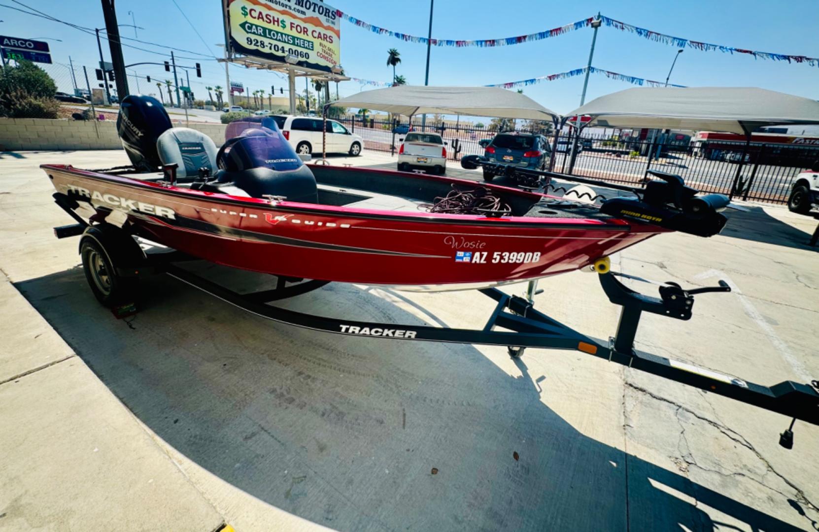2019 Red , located at 2190 Hwy 95, Bullhead City, AZ, 86442, (928) 704-0060, 0.000000, 0.000000 - on consigment. This super clean 2019 Bass tracker V16 super guide fishing boat. Red in color. fish finder, trolling motor. 50 4 stroke mercury engine. 2 owners. super clean. - Photo#4