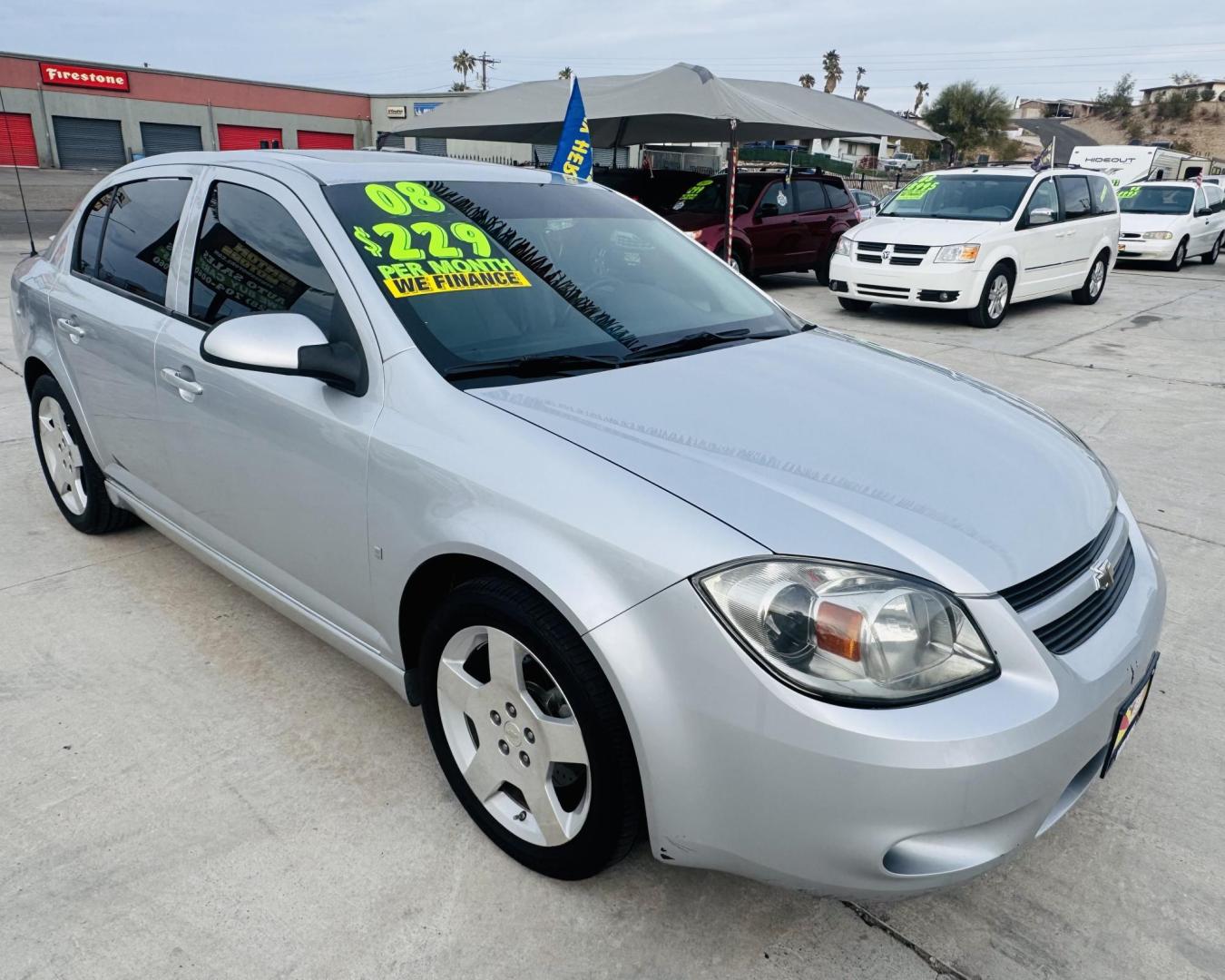 2008 Silver Chevrolet Cobalt LT2 Sedan (1G1AM58B687) with an 2.4L L4 DOHC 16V engine, 4-Speed Automatic Overdrive transmission, located at 2190 Hwy 95, Bullhead City, AZ, 86442, (928) 704-0060, 0.000000, 0.000000 - 2008 Chevrolet Cobalt. Silver. Custom wheels. completely serviced . in house financing available. - Photo#0