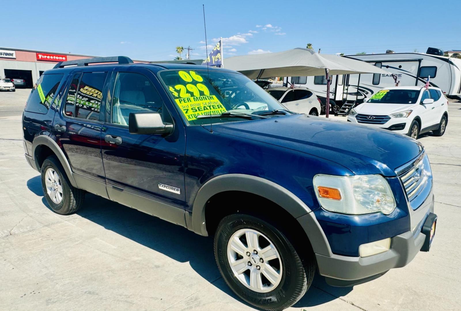 2006 blue Ford Explorer XLT 4.0L 2WD (1FMEU63E56U) with an 4.0L V6 SOHC 16V engine, 5-Speed Automatic Overdrive transmission, located at 2190 Hwy 95, Bullhead City, AZ, 86442, (928) 704-0060, 0.000000, 0.000000 - *1 owner, clean carfax. 3rd row seating. 60k original miles. - Photo#0
