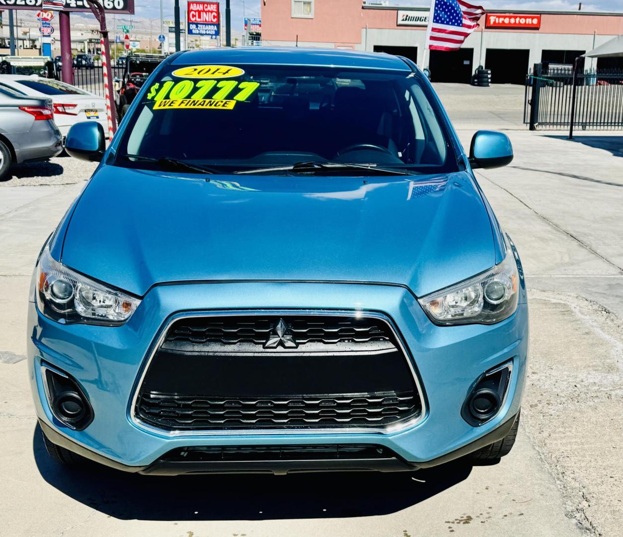 2014 blue Mitsubishi Outlander Sport ES AWC (4A4AR3AUXEE) with an 2.0L L4 DOHC 16V engine, Continuously Variable Transmission transmission, located at 2190 Hwy 95, Bullhead City, AZ, 86442, (928) 704-0060, 0.000000, 0.000000 - 2014 Mitsubishi Outlander sport. all wheel drive. free warranty. free carfax. completely serviced. IN house financing available. buy here pay here. we finance. - Photo#1