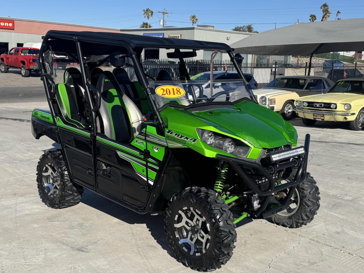 2018 green Kawasaki Teryx - (JKBRTCG12JB) , located at 2190 Hwy 95, Bullhead City, AZ, 86442, (928) 704-0060, 0.000000, 0.000000 - 1 owner lots of extras. hard top rear spare mount and carrier. 3 rear seats. seats 5. always garaged. - Photo#0