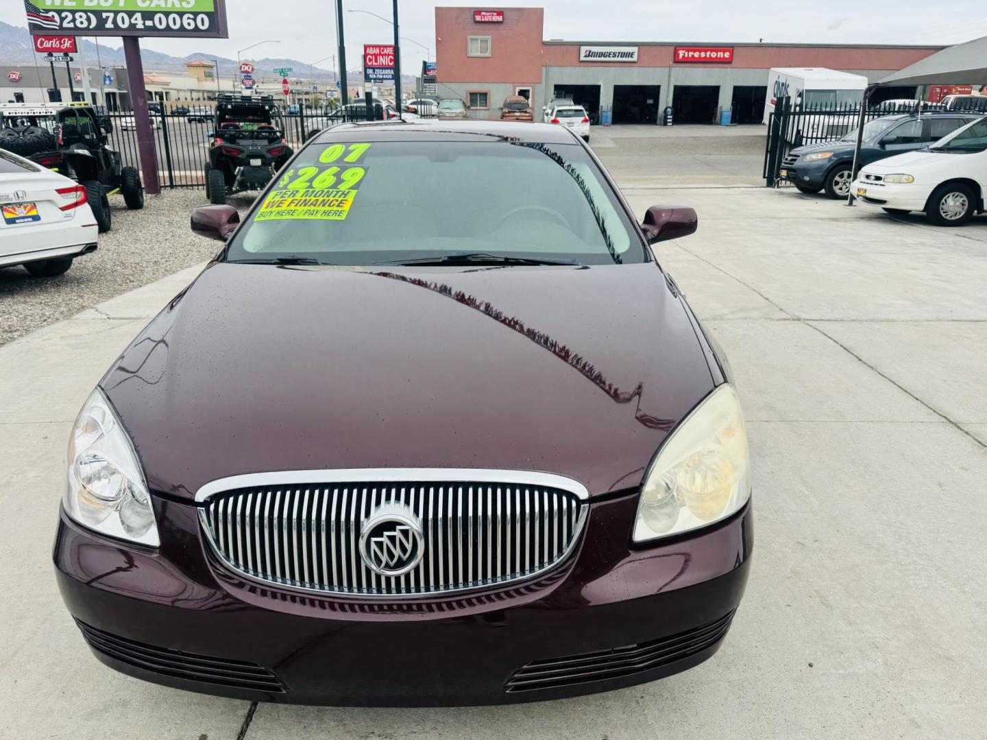 2007 Burgundy Buick Lucerne CX (1G4HP57257U) with an 3.8L V6 OHV 12V engine, 4-Speed Automatic Overdrive transmission, located at 2190 Hwy 95, Bullhead City, AZ, 86442, (928) 704-0060, 0.000000, 0.000000 - 2007 Buick Lucerne CX.3.8 V6. automatic , power windows locks, ice cold a/c. Brand new tires. completely serviced. Clean carfax . Arizona title. Free warranty. In house financing. - Photo#1