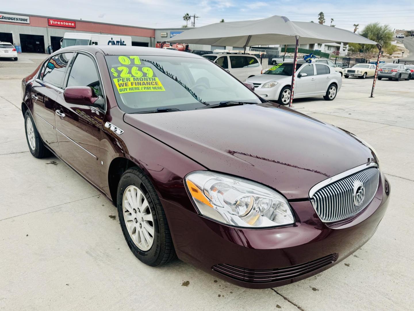 2007 Burgundy Buick Lucerne CX (1G4HP57257U) with an 3.8L V6 OHV 12V engine, 4-Speed Automatic Overdrive transmission, located at 2190 Hwy 95, Bullhead City, AZ, 86442, (928) 704-0060, 0.000000, 0.000000 - 2007 Buick Lucerne CX.3.8 V6. automatic , power windows locks, ice cold a/c. Brand new tires. completely serviced. Clean carfax . Arizona title. Free warranty. In house financing. - Photo#2