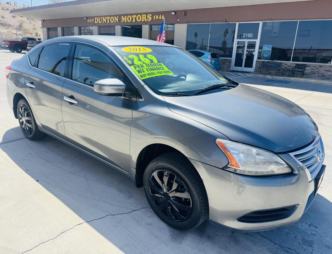 2015 grey Nissan Sentra S , located at 2190 Hwy 95, Bullhead City, AZ, 86442, (928) 704-0060, 0.000000, 0.000000 - 2015 Nissan Sentra S. completely serviced. New tires. In house financing . cold /ac free warranty. Buy Here Pay Here. - Photo#1
