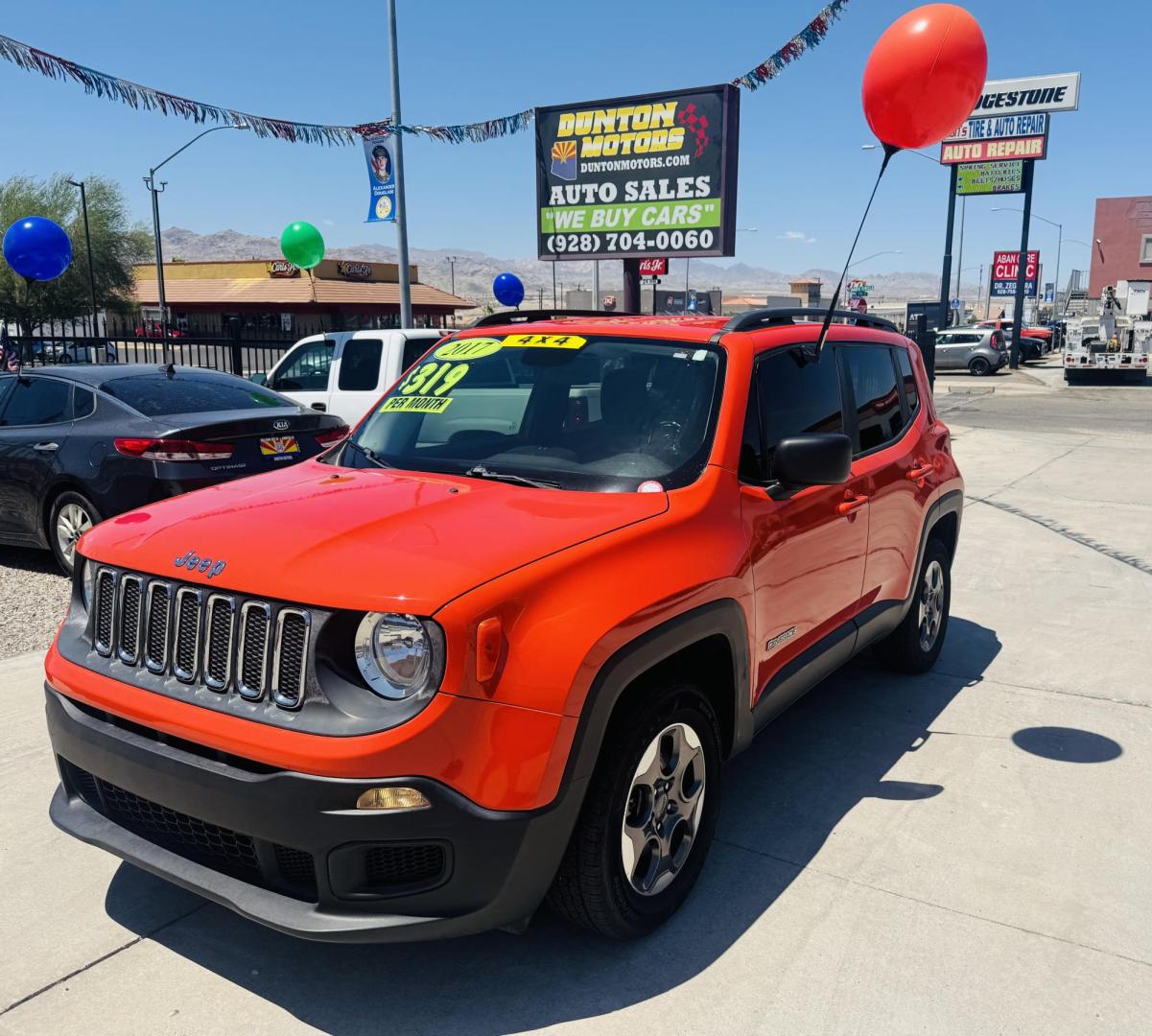 2017 Orange metallic Jeep Renegade Sport 4WD (ZACCJBAB1HP) with an 2.4L L4 DOHC 16V engine, 6M transmission, located at 2190 Hwy 95, Bullhead City, AZ, 86442, (928) 704-0060, 0.000000, 0.000000 - 1 owner. clean carfax. 4 wheel drive. financing available. free warranty. - Photo#2