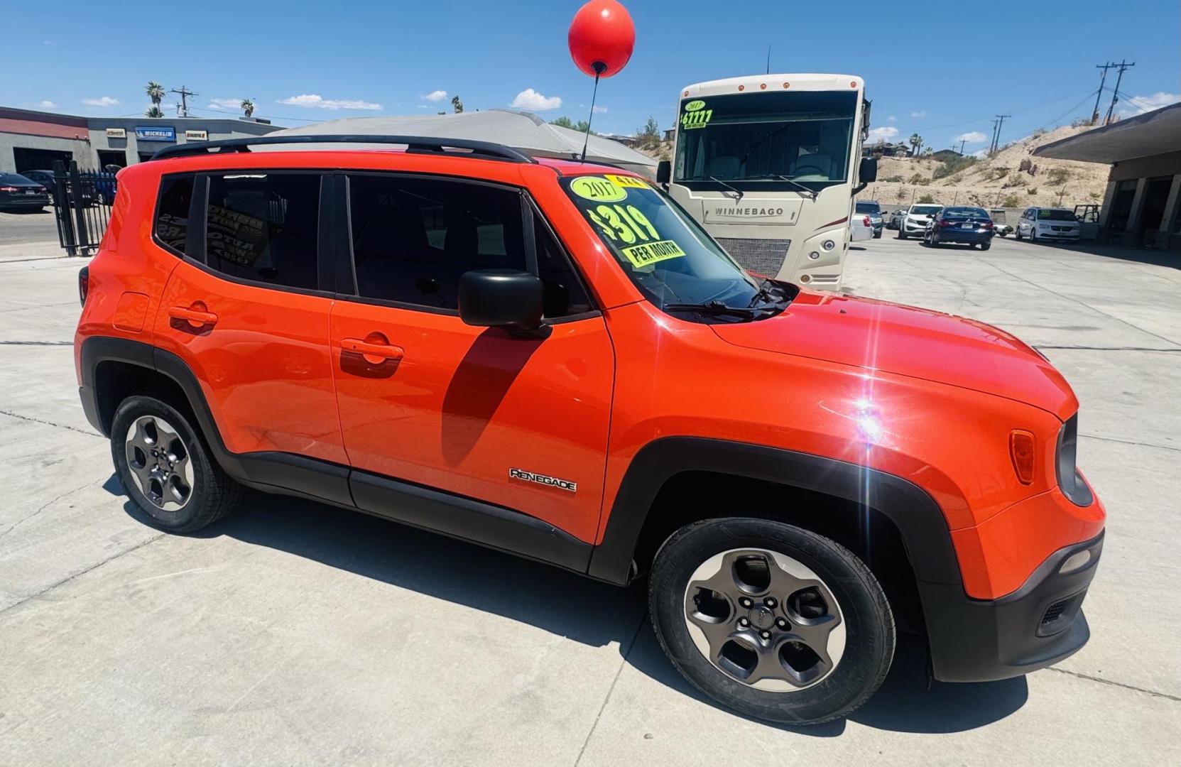 2017 Orange metallic Jeep Renegade Sport 4WD (ZACCJBAB1HP) with an 2.4L L4 DOHC 16V engine, 6M transmission, located at 2190 Hwy 95, Bullhead City, AZ, 86442, (928) 704-0060, 0.000000, 0.000000 - 1 owner. clean carfax. 4 wheel drive. financing available. free warranty. - Photo#3
