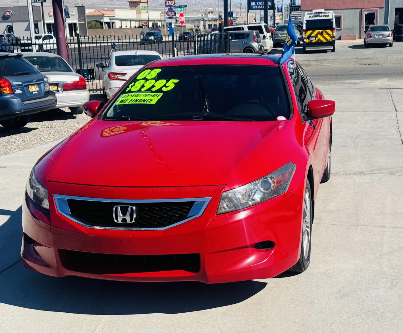 2008 Red /black Honda Accord EX-L Coupe AT (1HGCS12888A) with an 2.4L L4 DOHC 16V engine, 5-Speed Automatic Overdrive transmission, located at 2190 Hwy 95, Bullhead City, AZ, 86442, (928) 704-0060, 0.000000, 0.000000 - leather moonroof. completely serviced. free warranty. free carfax. Financing available. automatic trans. - Photo#1
