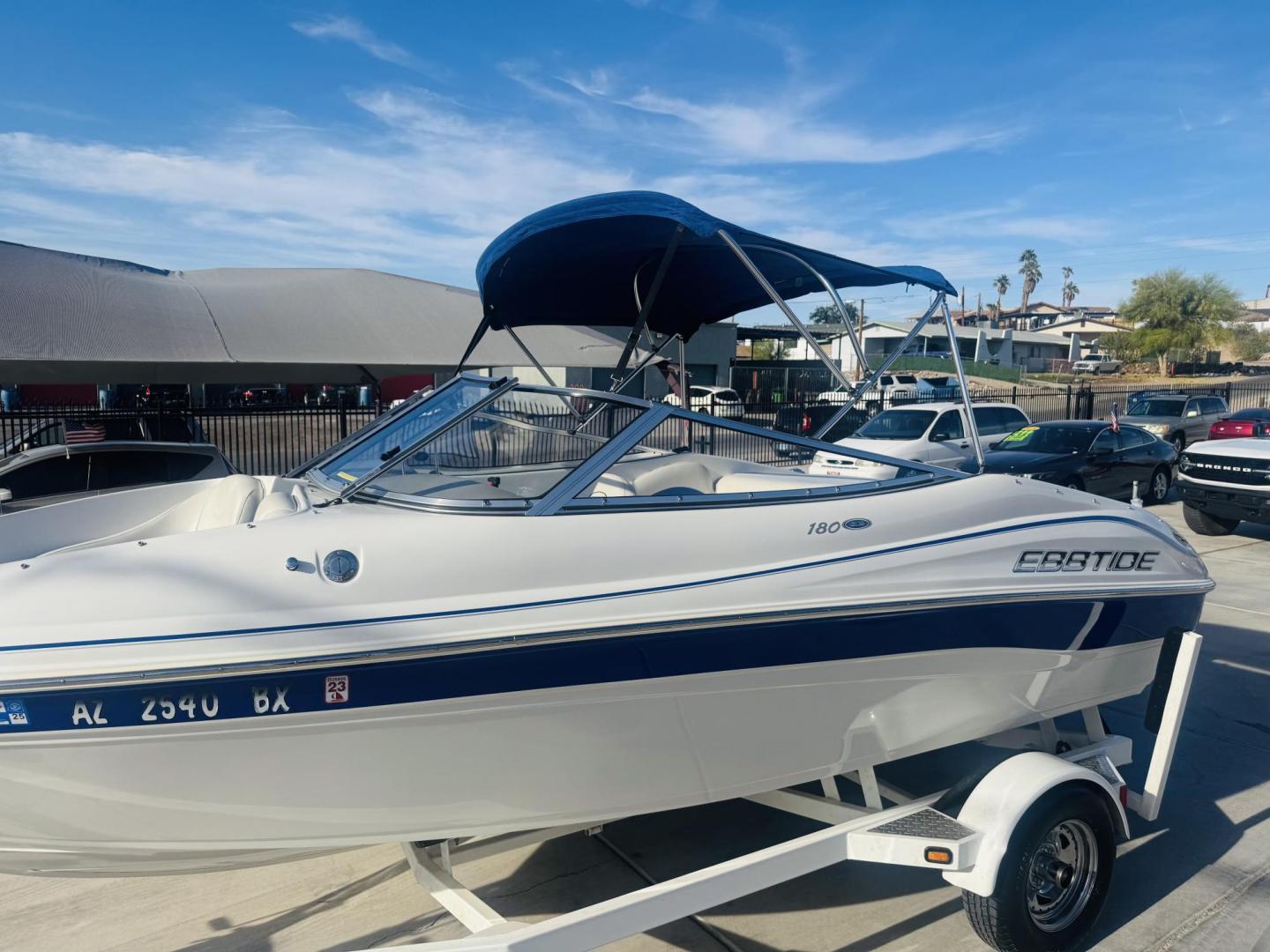 2007 White Ebbtide 180 SE , located at 2190 Hwy 95, Bullhead City, AZ, 86442, (928) 704-0060, 0.000000, 0.000000 - 2007 Ebbtide Boat 180. super clean . Only 160 hours. Bimini top. Full cover for boat. new battery recently serviced. free and clear title. ready for the lake. lots of extras. Mercury engine. clean clean - Photo#1
