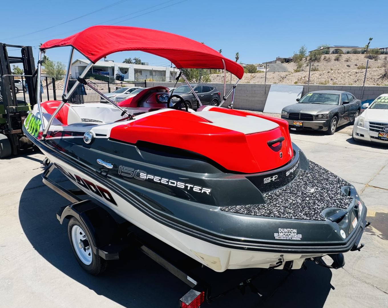 2011 /Red Seadoo Speedster , located at 2190 Hwy 95, Bullhead City, AZ, 86442, (928) 704-0060, 0.000000, 0.000000 - On consignment 2011 sea doo speedster 150only 111 hours . clean clean clean. nice bimini top. custom stereo. spare tire for trailer. always garaged. free and clear title. great running boat . new battery, recently serviced. needs nothing. 15 ft in length. 4 tech 4 stroke engine. Engine: Supercharged - Photo#2