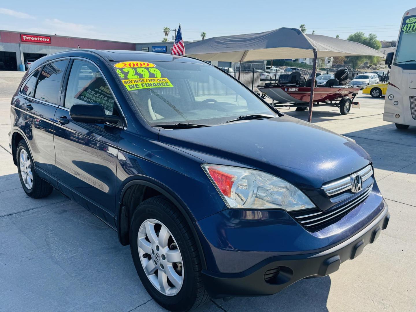 2009 blue Honda CR-V EX 2WD 5-Speed AT (5J6RE38519L) with an 2.4L L4 DOHC 16V engine, 5-Speed Automatic transmission, located at 2190 Hwy 95, Bullhead City, AZ, 86442, (928) 704-0060, 0.000000, 0.000000 - 2009 Honda Cr-V. 1 owner. free carfax. free warranty. IN house financing. Buy Here Pay Here. Greart running reliable car. - Photo#0