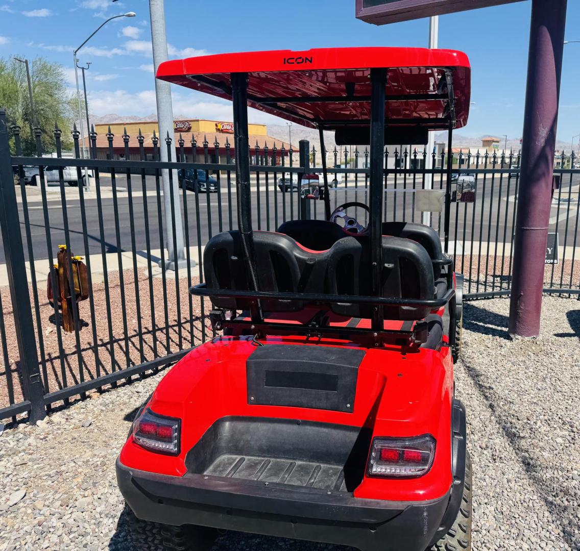 2023 Red Icon 4 seater , located at 2190 Hwy 95, Bullhead City, AZ, 86442, (928) 704-0060, 0.000000, 0.000000 - On consignment. This super clean like new 2023 Icon golf cart. All electric. up to 35 MPH. hard top . hard full windshield. custom stereo. only 13 miles. Yes 13 miles. like brand new. Brand new batteries. always garaged. Really fun to drive. $8500. - Photo#3
