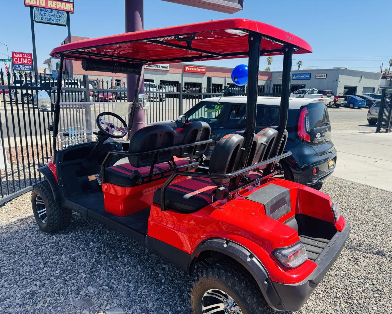 2023 Red Icon 4 seater , located at 2190 Hwy 95, Bullhead City, AZ, 86442, (928) 704-0060, 0.000000, 0.000000 - On consignment. This super clean like new 2023 Icon golf cart. All electric. up to 35 MPH. hard top . hard full windshield. custom stereo. only 13 miles. Yes 13 miles. like brand new. Brand new batteries. always garaged. Really fun to drive. $8500. - Photo#5