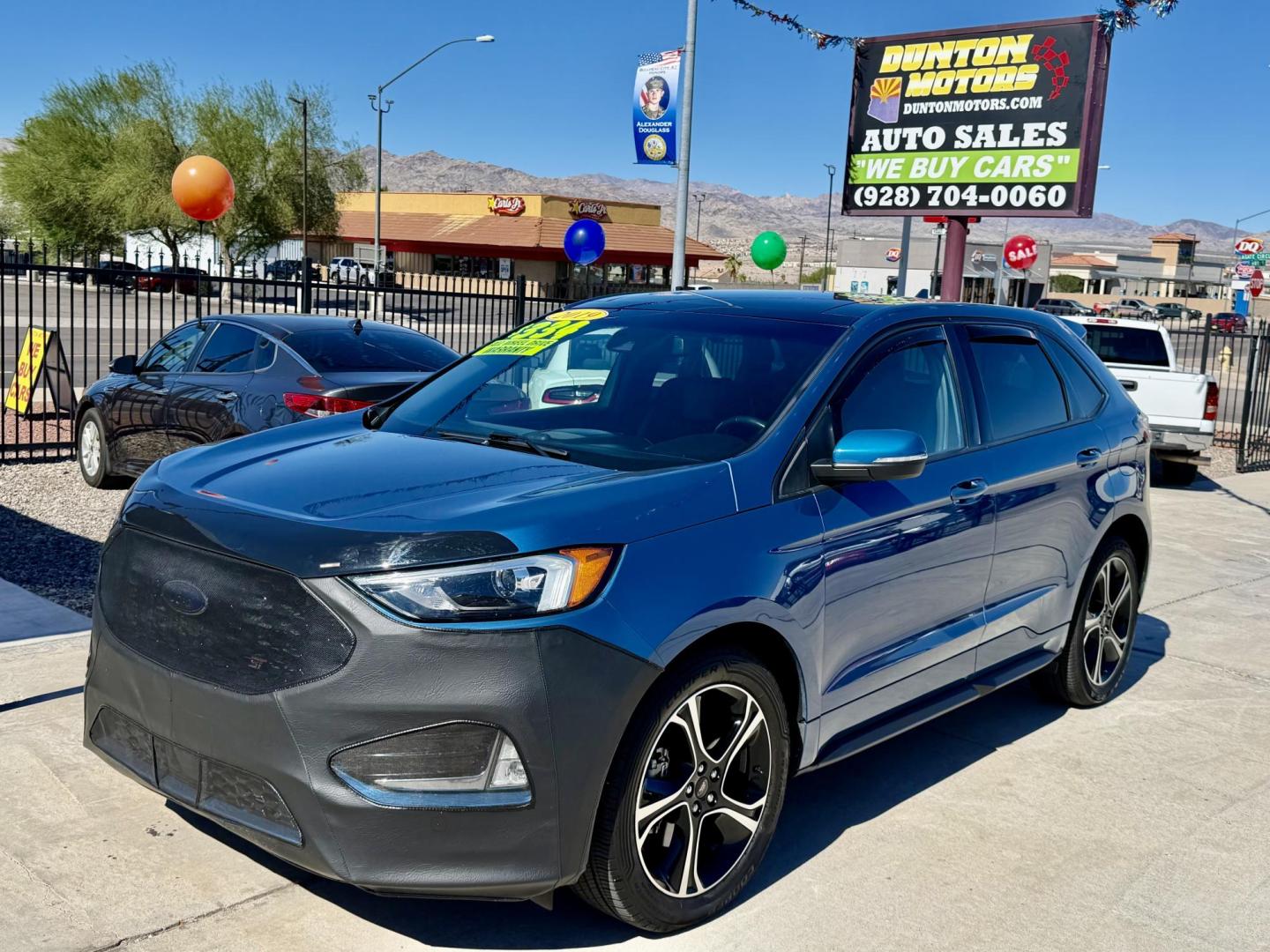 2019 Blue metallic /black Ford Edge Sport AWD (2FMPK4AP2KB) with an 2.7L V6 DOCH 24V engine, 6A transmission, located at 2190 Hwy 95, Bullhead City, AZ, 86442, (928) 704-0060, 0.000000, 0.000000 - 2019 Ford Edge. All wheel drive. 1 owner. only 74k miles. Elderly owned. Fully loaded. leather, moonroof, heater and cooled seats. backup camera, free carfax, free warranty. custom front sports bra , seat covers, dash matt. this customer took excellent care of this super clean great running SUV. own - Photo#0