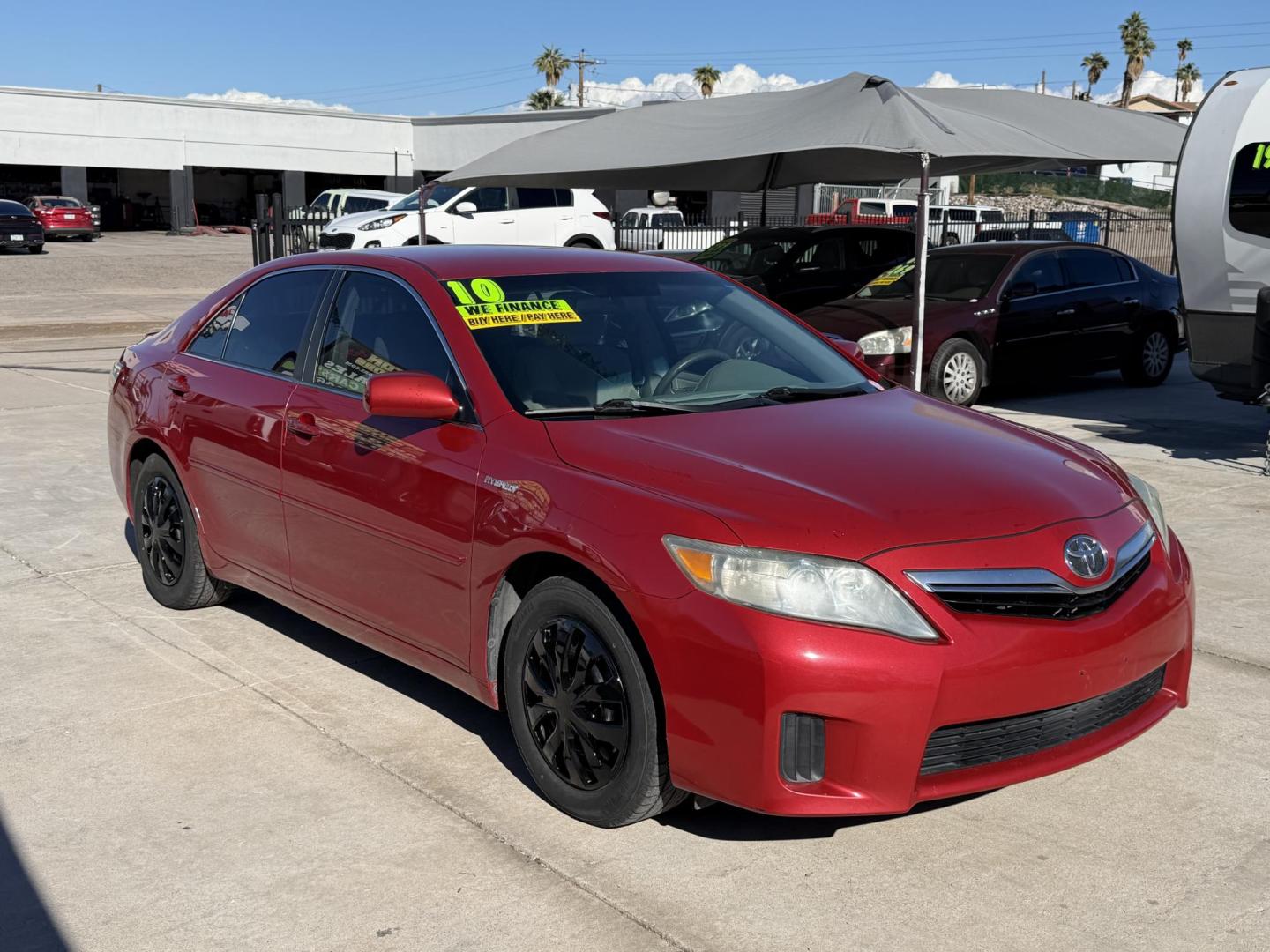 2010 Red /grey Toyota Camry Hybrid Sedan (4T1BB3EK9AU) with an 2.4L L4 DOHC 16V HYBRID engine, located at 2190 Hwy 95, Bullhead City, AZ, 86442, (928) 704-0060, 0.000000, 0.000000 - Photo#0