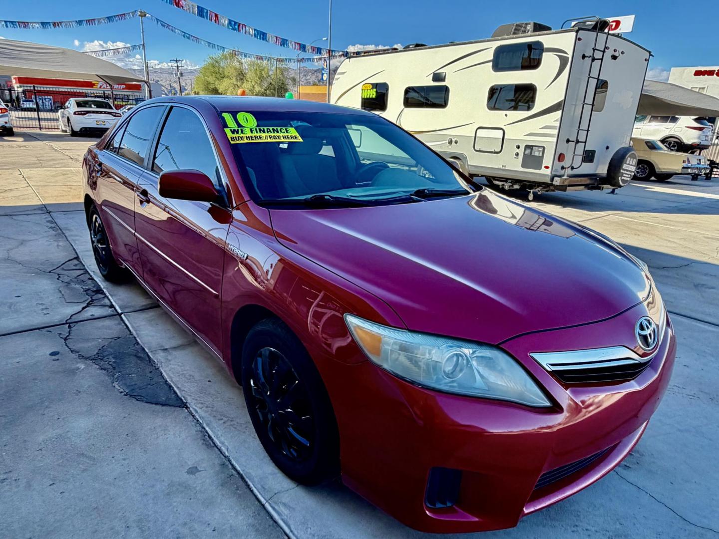 2010 Red /grey Toyota Camry Hybrid Sedan (4T1BB3EK9AU) with an 2.4L L4 DOHC 16V HYBRID engine, located at 2190 Hwy 95, Bullhead City, AZ, 86442, (928) 704-0060, 0.000000, 0.000000 - Photo#7