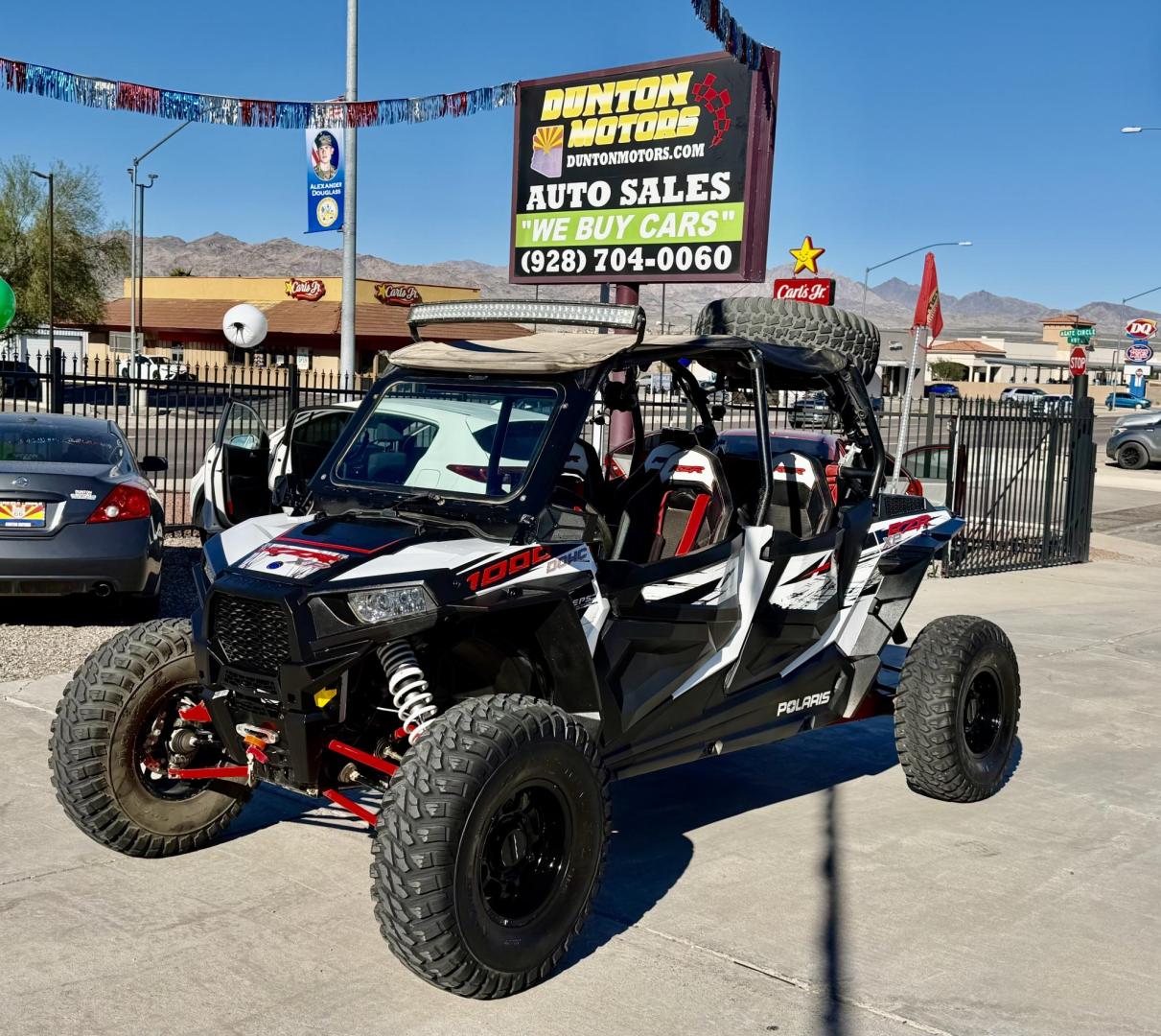 2014 Red Polaris Unknown - (4XA6T1EA2EB) , located at 2190 Hwy 95, Bullhead City, AZ, 86442, (928) 704-0060, 0.000000, 0.000000 - 2014 Polaris Rzr4 xp 1000. lots of extras, oversized tires. hard full windshield. soft top, spare tire w carrier. polaris gps screen and stereo system. WINCH,LIGHTS, WHIP BAR,THIS THING HAS TONS OF EXTRAS. Runs and drive great. Free and clear arizona title. - Photo#1