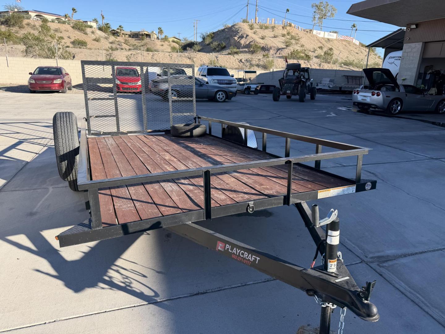 2021 black Playcraft 14 , located at 2190 Hwy 95, Bullhead City, AZ, 86442, (928) 704-0060, 0.000000, 0.000000 - 2021 Playcraft trailer 14 ft. full spare tire. in great shape. new tires . rear ramp. az title - Photo#0