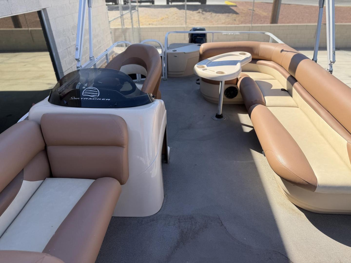 2016 sun Tracker 20 DXL fishin barge , located at 2190 Hwy 95, Bullhead City, AZ, 86442, (928) 704-0060, 0.000000, 0.000000 - On consignment. 2016 Sun Tracker 20ft fishin barge. Super clean. recently serviced. livewill fish finder, bimini top. full enclosed cover included. runs great. extra seating. 60 hp mercruiser 4 stroke engine. pole holders.4 seperate chairs. removeable table. full custom boat cover. elderly owned. f - Photo#14