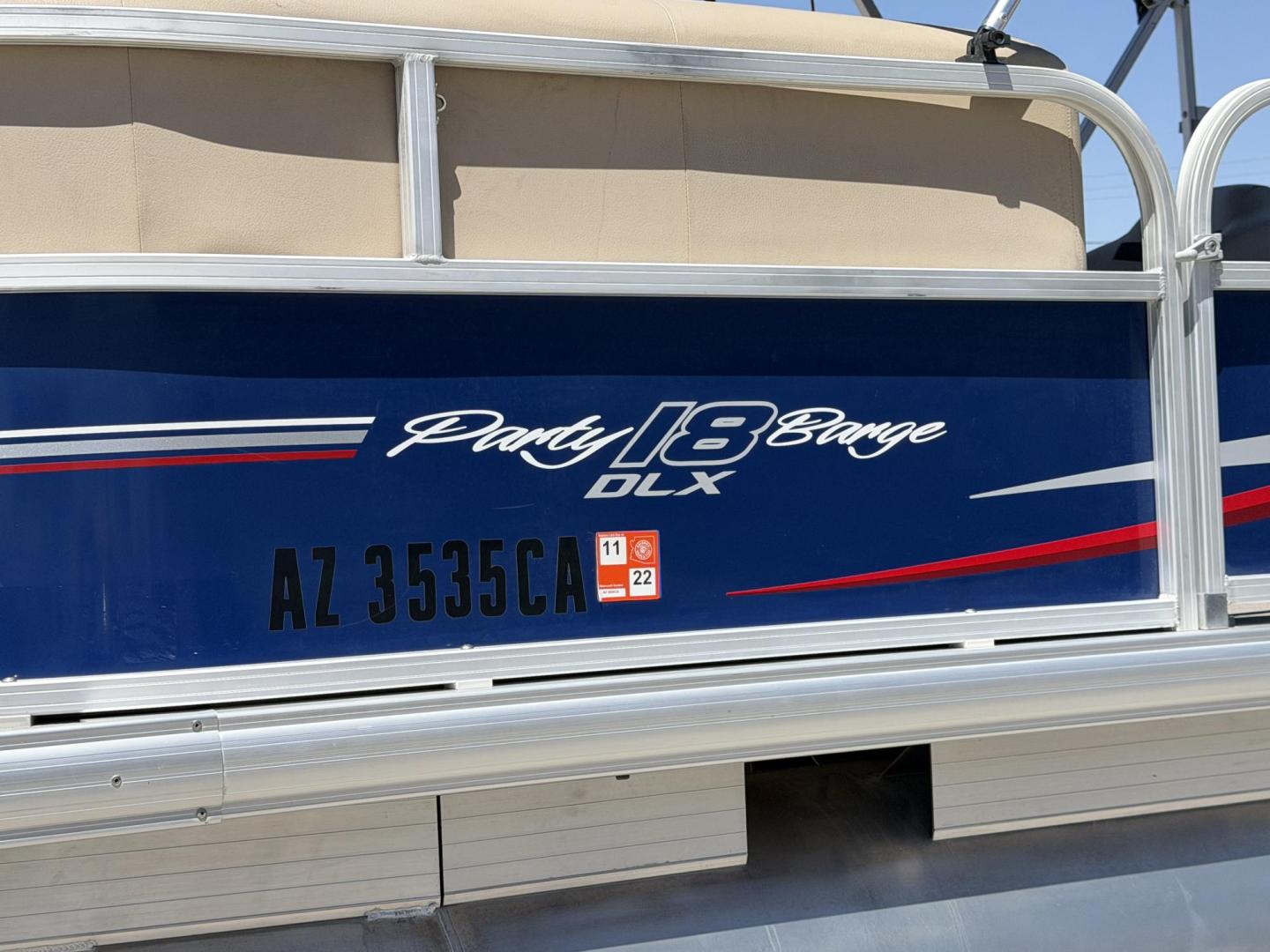 2017 White suntracker 181 Party Barge , located at 2190 Hwy 95, Bullhead City, AZ, 86442, (928) 704-0060, 0.000000, 0.000000 - 2017 Suntracker 181 Party Barge. 1 owner. Purchased brand new. only 100 hours on it. nice sized 75 4 stroke engine. double biminis. runs great. - Photo#2