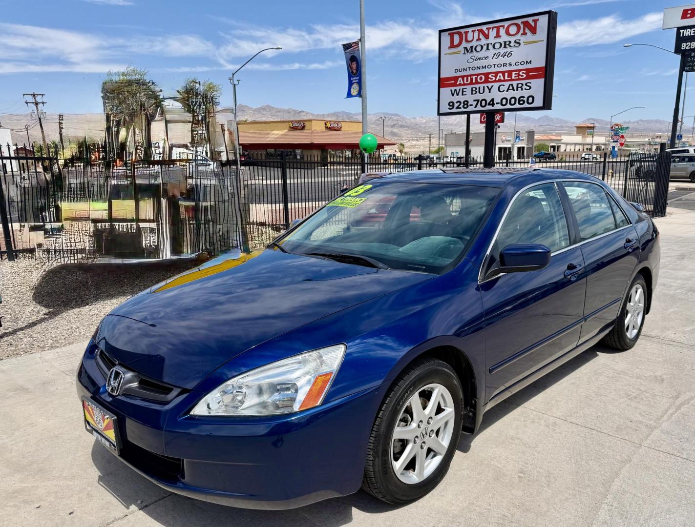 2003 Blue /black Honda Accord EX V6 sedan AT (1HGCM66543A) with an 3.0L V6 SOHC 24V engine, 5-Speed Automatic Overdrive transmission, located at 2190 Hwy 95, Bullhead City, AZ, 86442, (928) 704-0060, 0.000000, 0.000000 - leather loaded, moonroof. only 74k original miles. free carfax free warranty. runs and drives great. - Photo#6