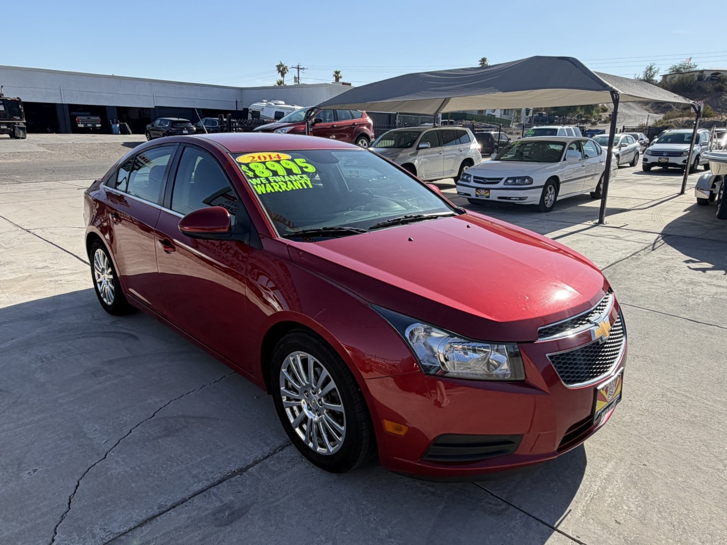 2014 ruby red Chevrolet Cruze ECO Manual (1G1PJ5SB1E7) with an 1.4L L4 DOHC 16V TURBO engine, 6-Speed Manual transmission, located at 2190 Hwy 95, Bullhead City, AZ, 86442, (928) 704-0060, 0.000000, 0.000000- Photo#1