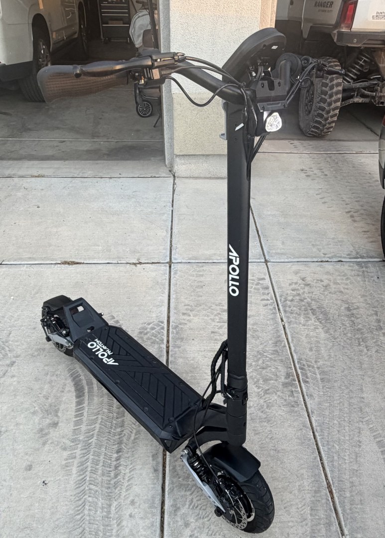 2023 Black Apollo Phantom V 3 , located at 2190 Hwy 95, Bullhead City, AZ, 86442, (928) 704-0060, 0.000000, 0.000000 - 2023 Apollo scooter phantom V3 . Only 162 miles in excellent condition . Never tipped runs great . Dual 1,200 w motors . Up to 41 miles per hour . Insane ludo mode . 40 mile range . Holds bigger people up to 300 lbs. front and rear suspension . LED headlight and brake light . Front and rear turn sig- Photo#1