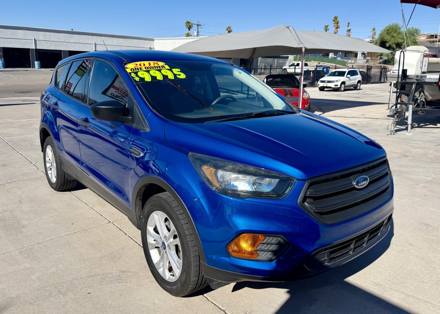 2018 Blue Ford Escape S FWD (1FMCU0F73JU) with an 2.5L L4 DOHC 16V engine, 6A transmission, located at 2190 Hwy 95, Bullhead City, AZ, 86442, (928) 704-0060, 0.000000, 0.000000 - 1 owner arizona car. free carfax.- Photo#0