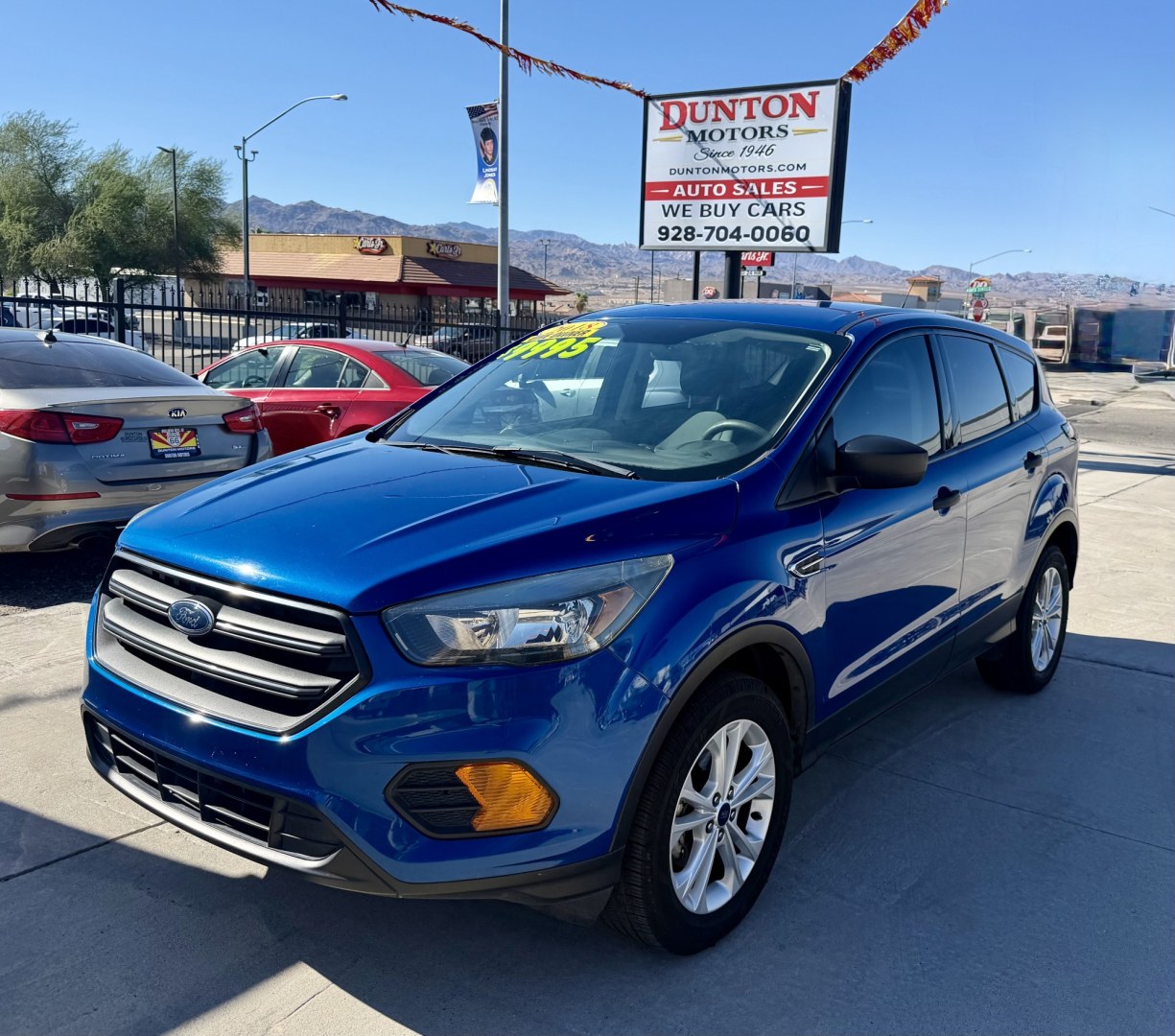 2018 Blue Ford Escape S FWD (1FMCU0F73JU) with an 2.5L L4 DOHC 16V engine, 6A transmission, located at 2190 Hwy 95, Bullhead City, AZ, 86442, (928) 704-0060, 0.000000, 0.000000 - 1 owner arizona car. free carfax.- Photo#1